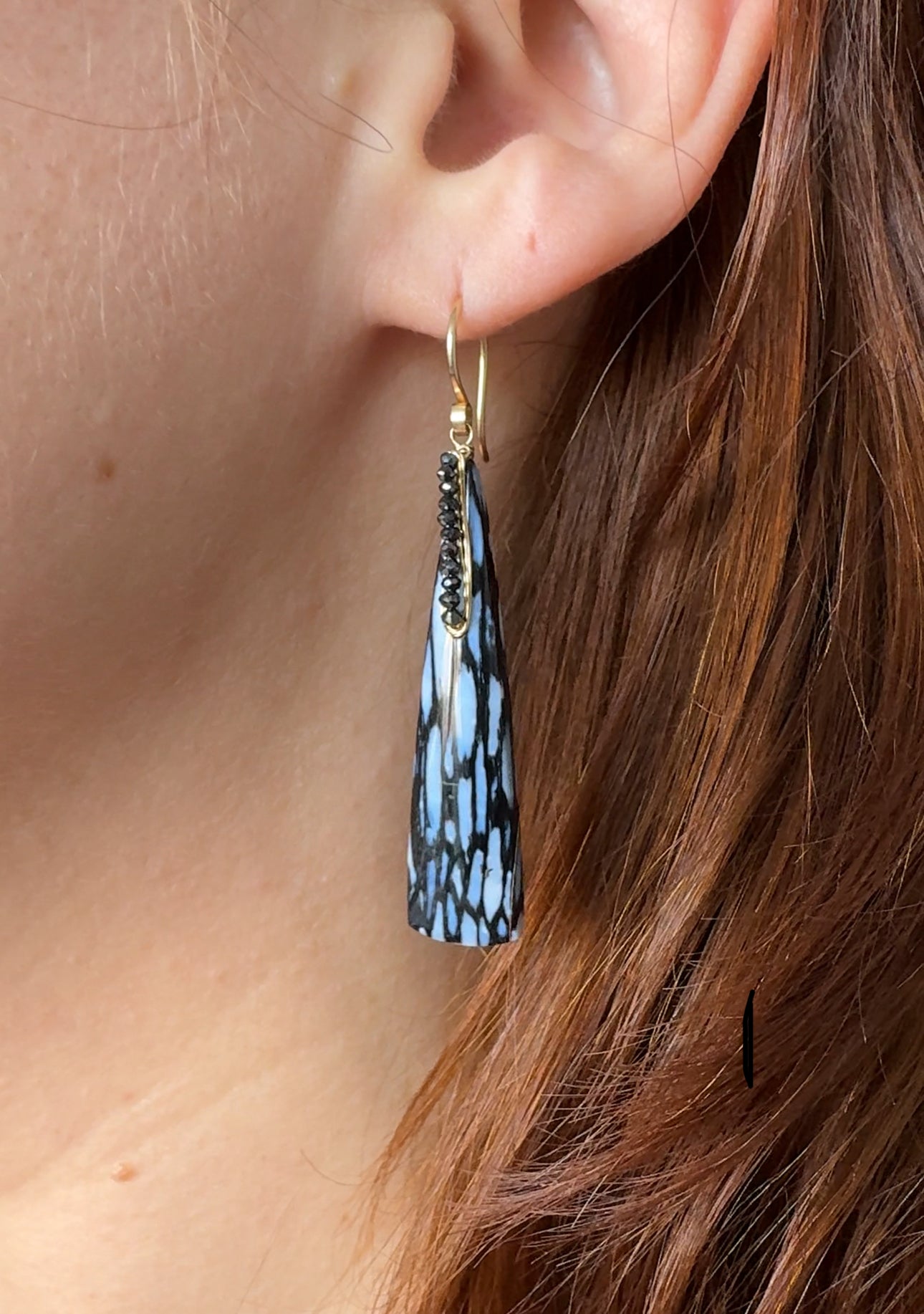 Black & White Petrified Wood Earrings