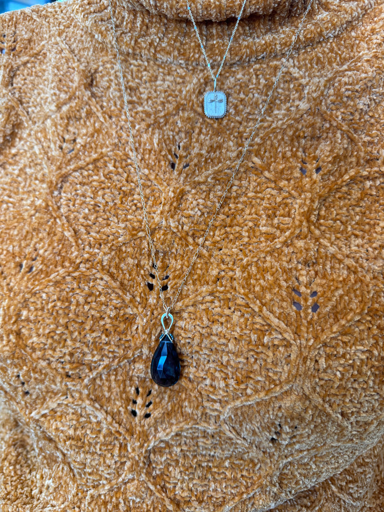 Long London Blue Quartz Necklace