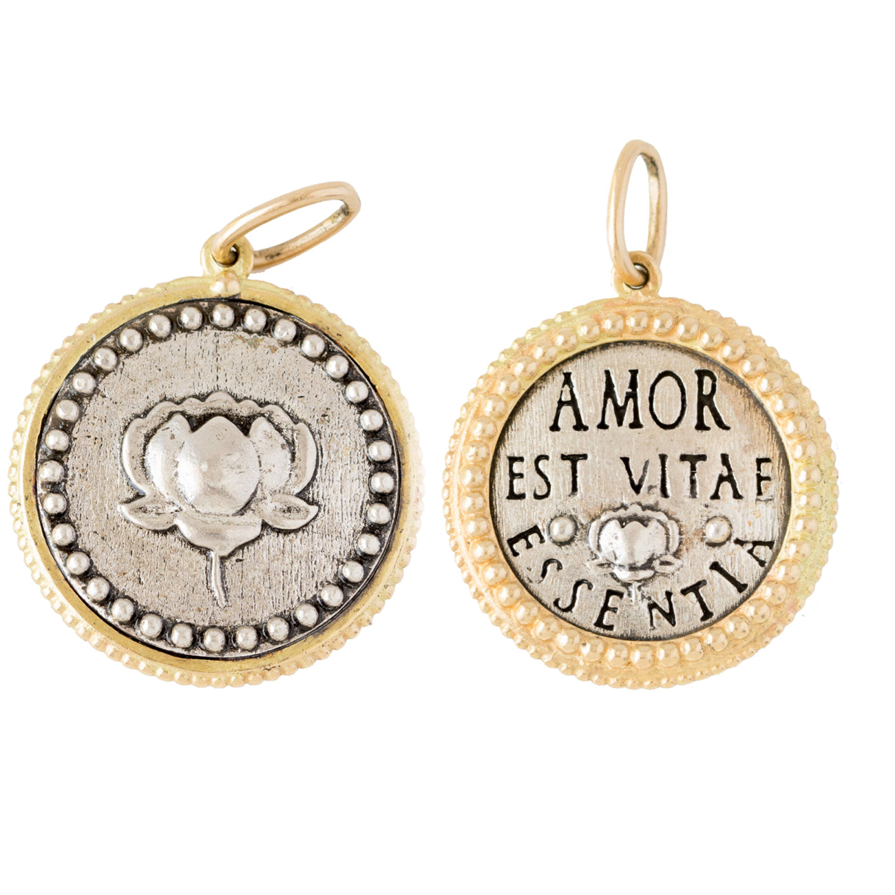 Mixed-Metal Lotus Charm