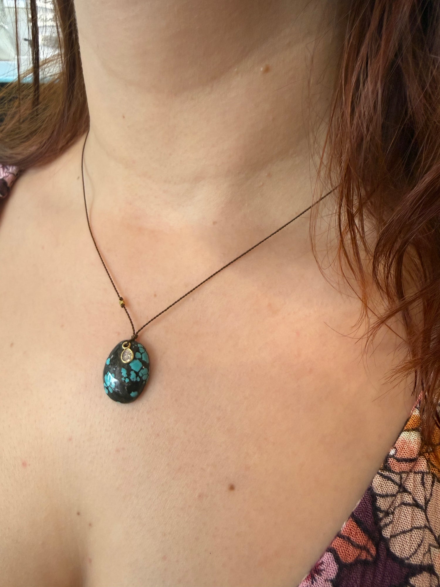 Tibetan Turquoise & Diamond Necklace