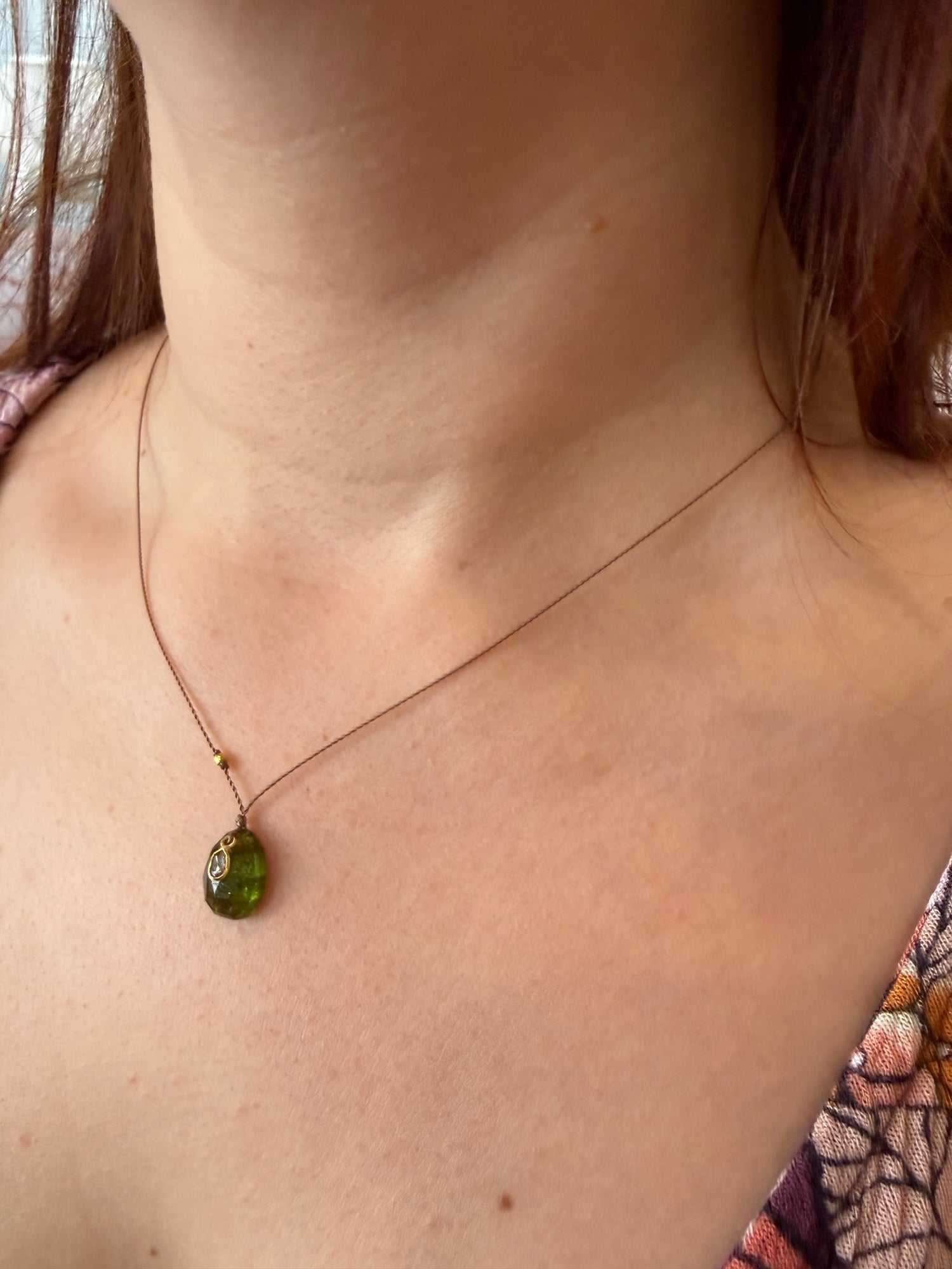 Green Tourmaline & Diamond Necklace