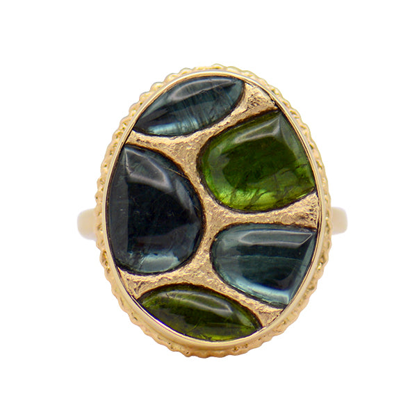 Mosaic Blue/Green Tourmaline Ring