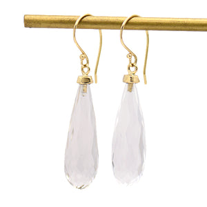 Large Faceted Rock Crystal Earrings