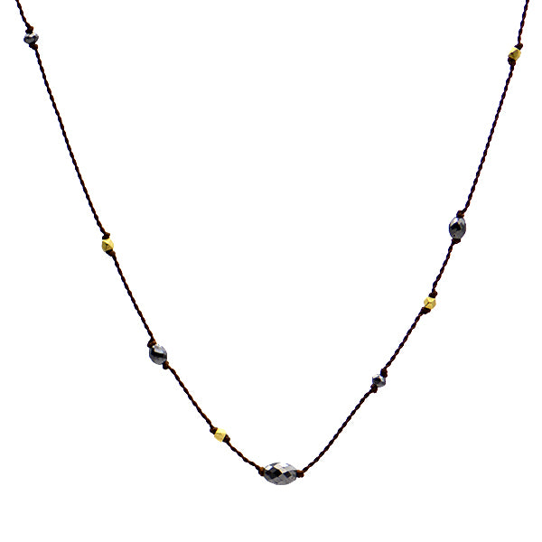 Black Diamond & Gold Nugget Necklace