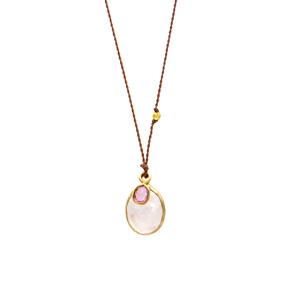 Moonstone & Pink Sapphire Necklace