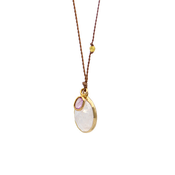 Moonstone & Pink Sapphire Necklace