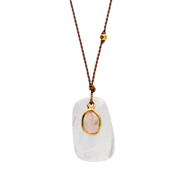 Rainbow Moonstone and Imperial Topaz Necklace