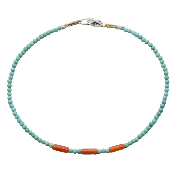 Turquoise and Coral Bracelet