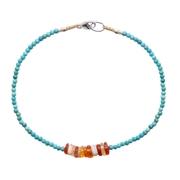Turquoise & Fire Opal Bracelet