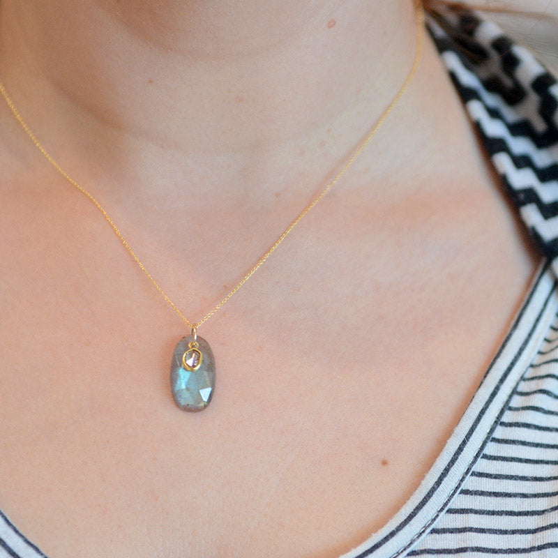 Labradorite & Diamond Necklace