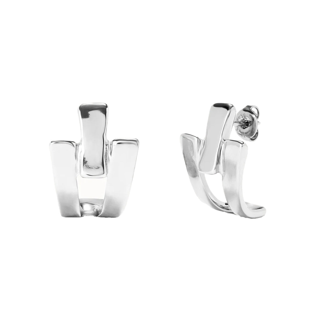 Triple-Curve Stud Earrings (gold or silver)