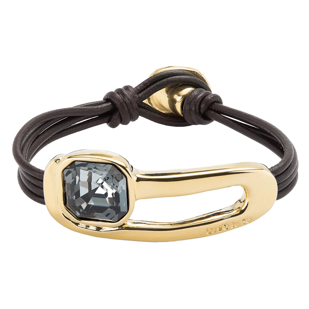Golden Leather Crystal Bracelet