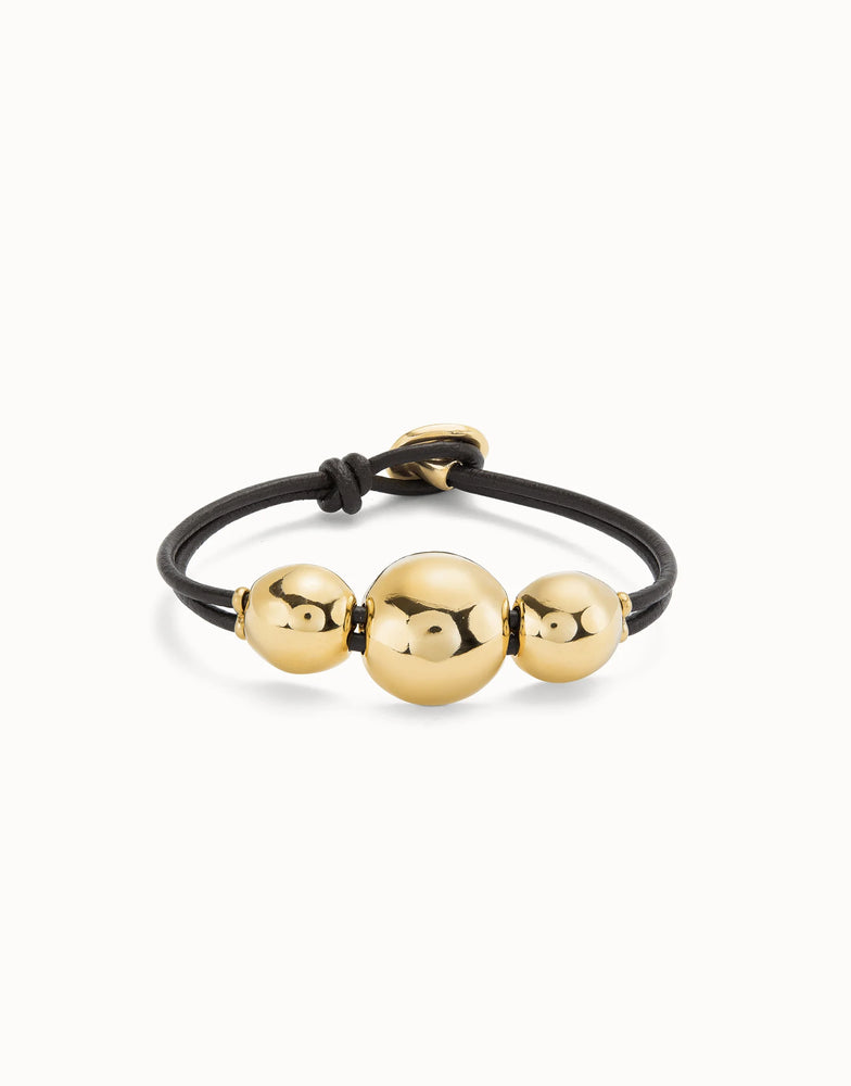 "Ser Intrepida" Leather Beaded Bracelet - Silver or Gold