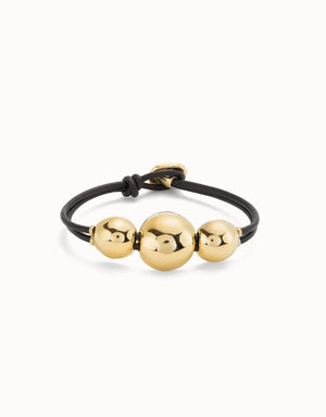 "Ser Intrepida" Leather Beaded Bracelet - Silver or Gold
