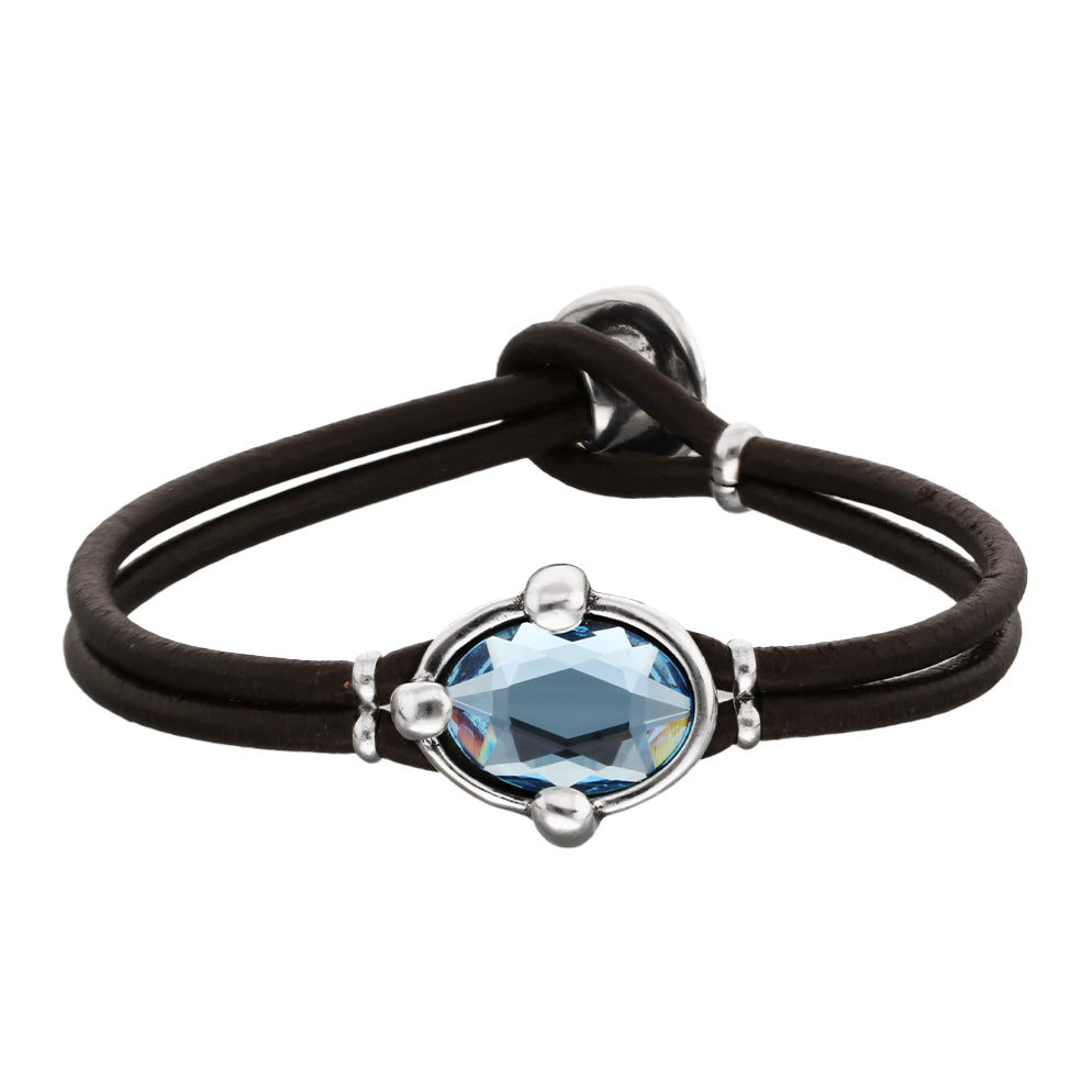 Leather & Crystal Bracelet - Multiple Color Options