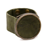 Green Leather Bezel Bracelet