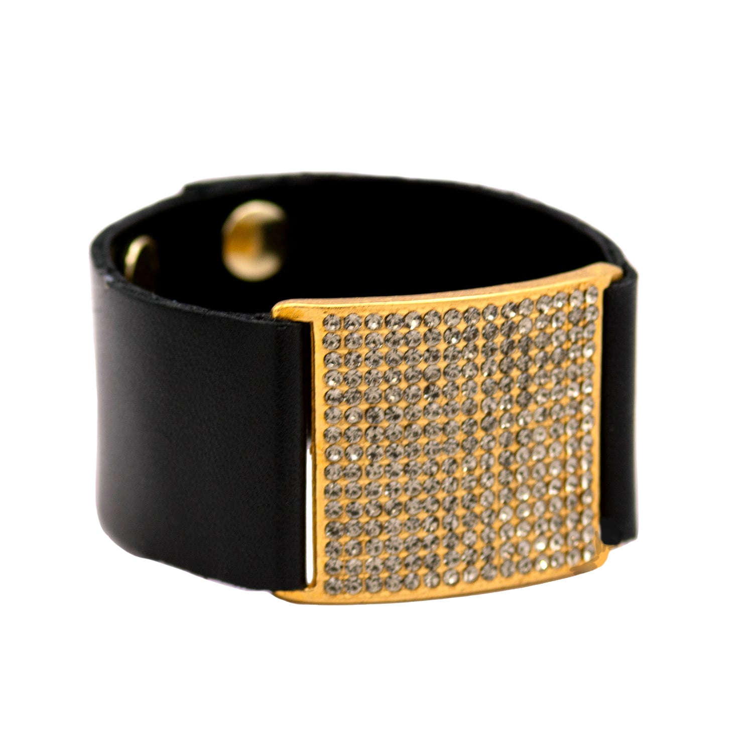 Bold Pavé Black or Brown Leather Bracelet