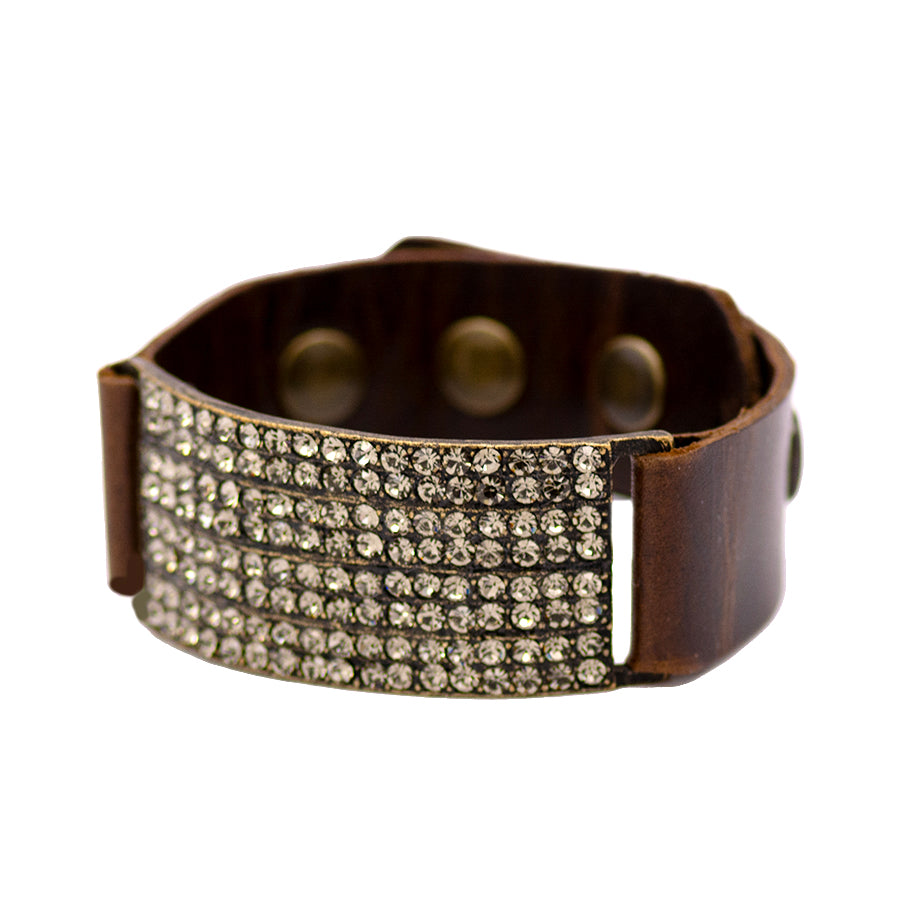 Pavé Rectangle Bracelet - Antiqued Brass
