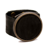 Black Leather Bezel Bracelet
