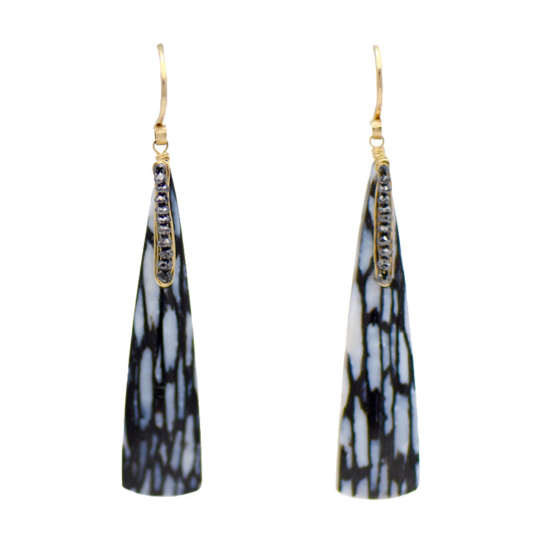 Black & White Petrified Wood Earrings