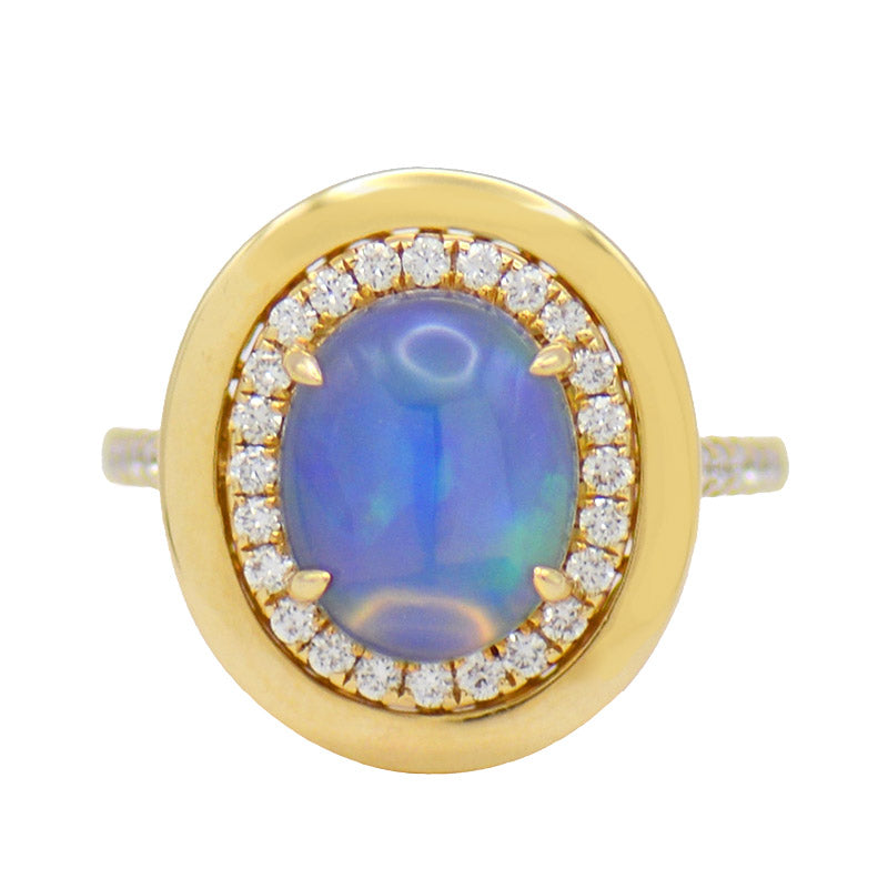Oval Opal Halo Ring