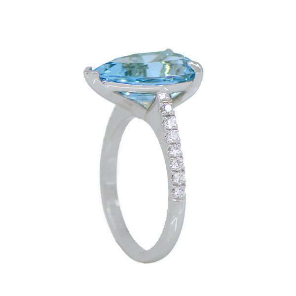 Pear Aquamarine & Diamond Ring