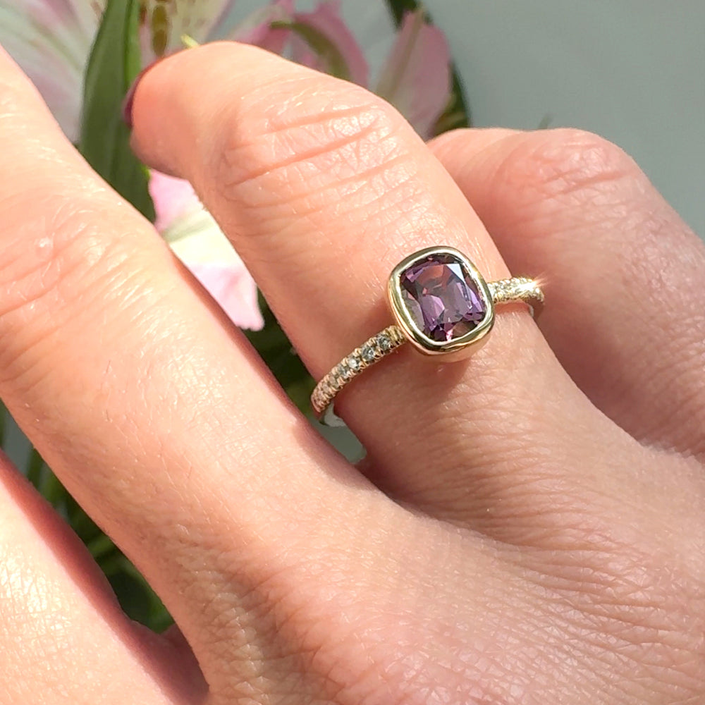 Purple Spinel & Diamond Ring