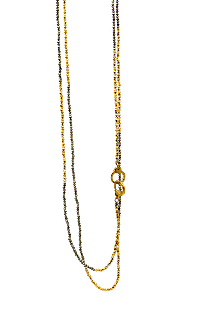 Long Pyrite & Gold Handcuff Necklace