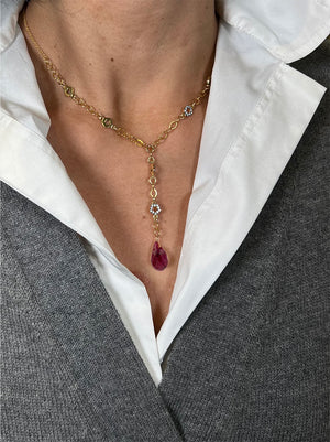 Ruby Floral Drop Necklace