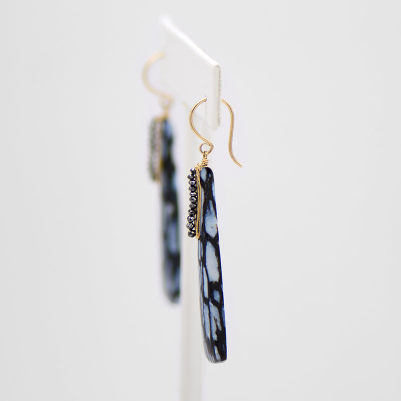 Black & White Petrified Wood Earrings