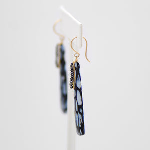 Black & White Petrified Wood Earrings