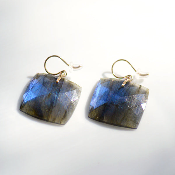 Large Labradorite Slice Earrings