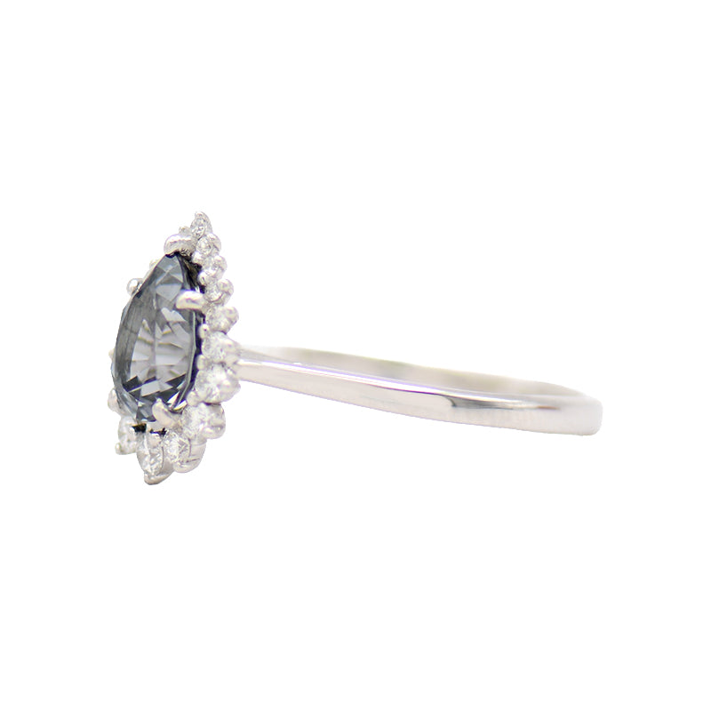 Gray Spinel & Diamond Ring