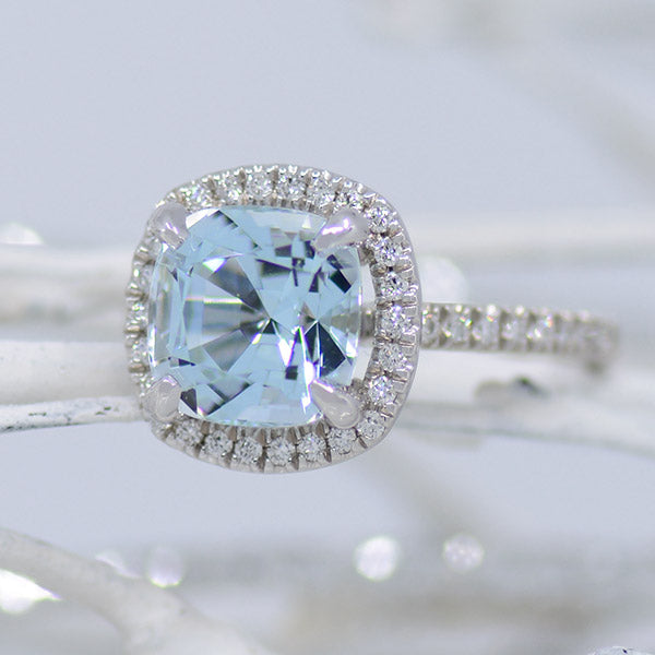 Aquamarine & Diamond Ring