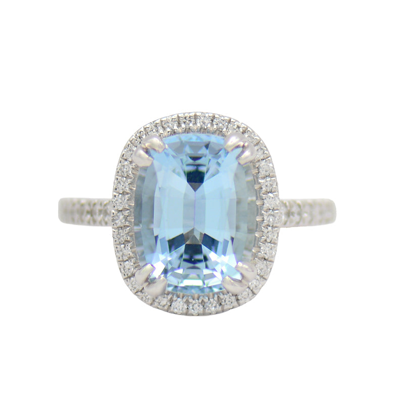Aquamarine & Diamond Ring