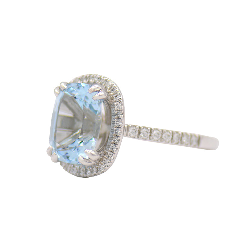 Aquamarine & Diamond Ring
