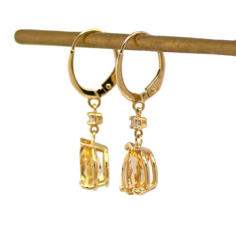 Imperial Topaz & Diamond Drop Earrings