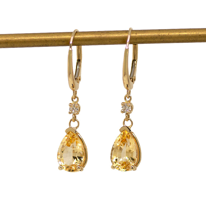 Imperial Topaz & Diamond Drop Earrings