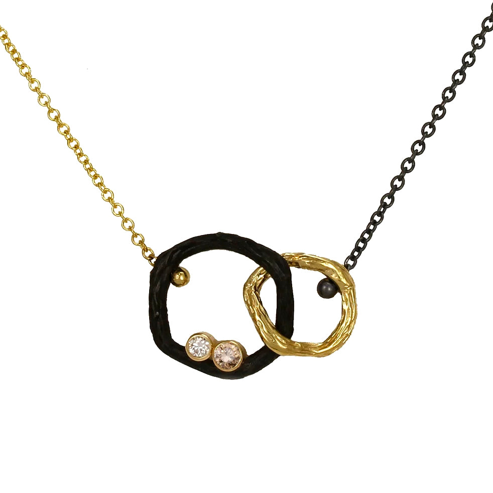
                
                    Load image into Gallery viewer, &amp;quot;Pebble&amp;quot; Double Link White and Cognac Diamond Necklace
                
            