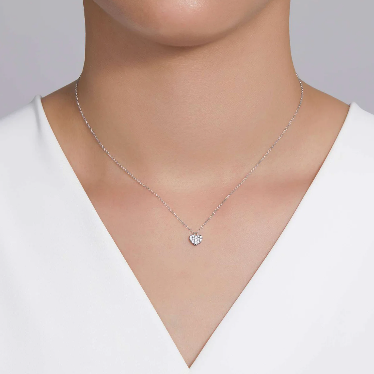 Mini Pave Heart Necklace