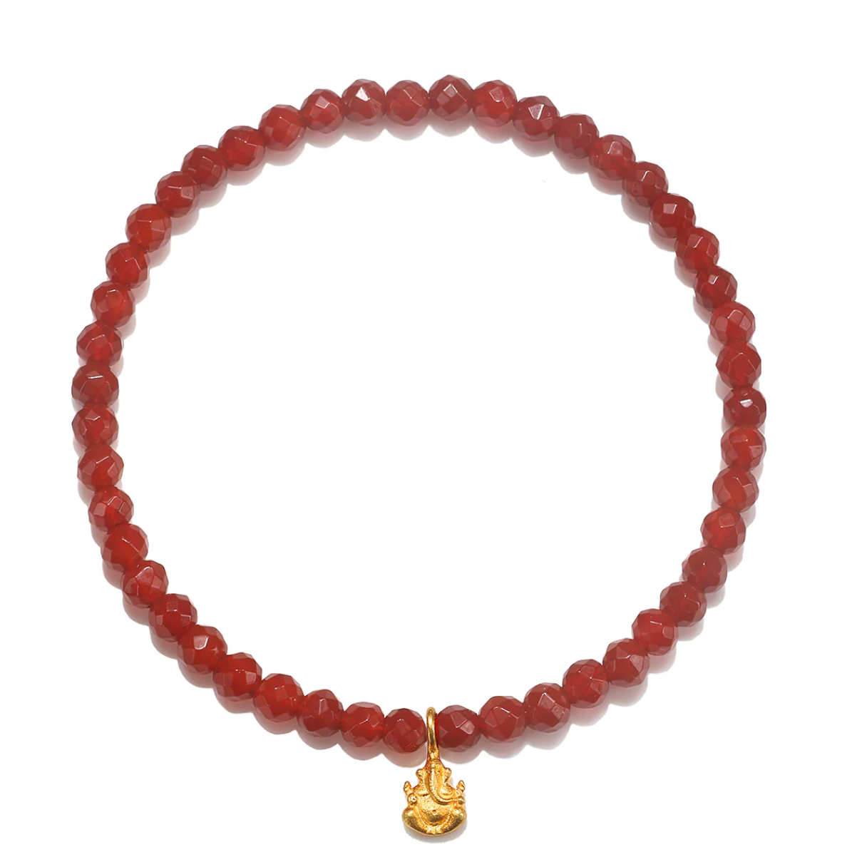 Ganesha Hindu God, Overcoming Obstacles Carnelian Bracelet