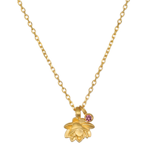 
                
                    Load image into Gallery viewer, Bloom in Peace Lotus &amp;amp; Tourmaline Necklace
                
            