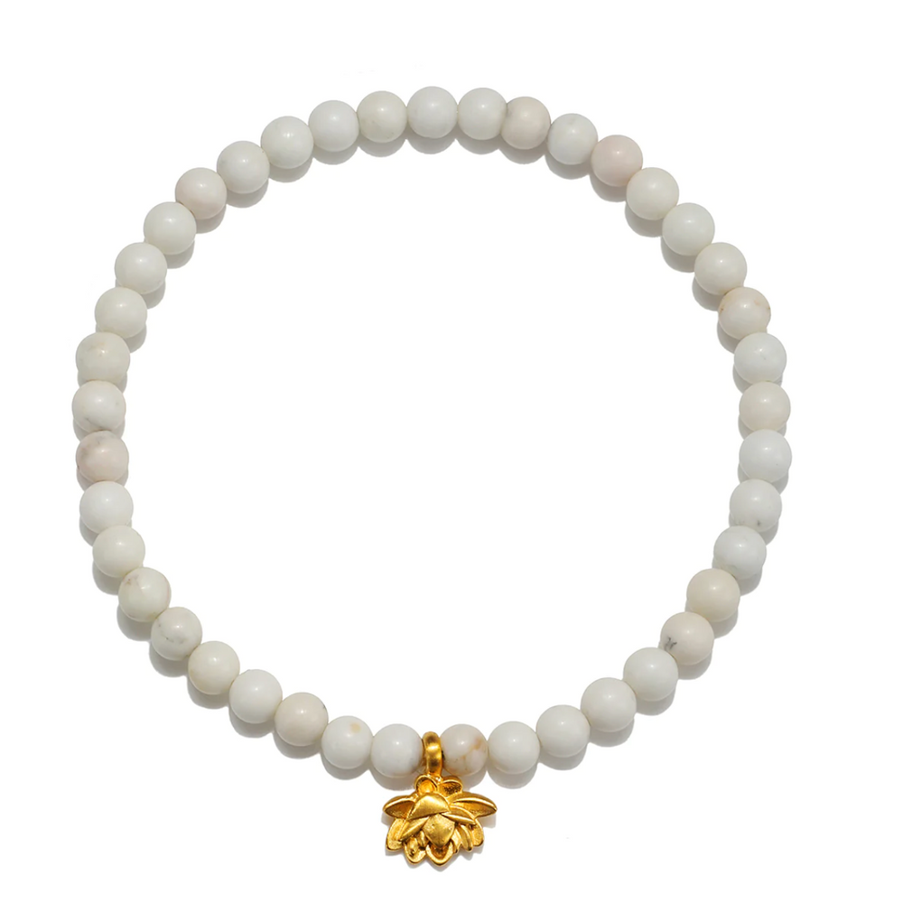 
                
                    Load image into Gallery viewer, Walk in Harmony Lotus White Turquoise Bracelet
                
            