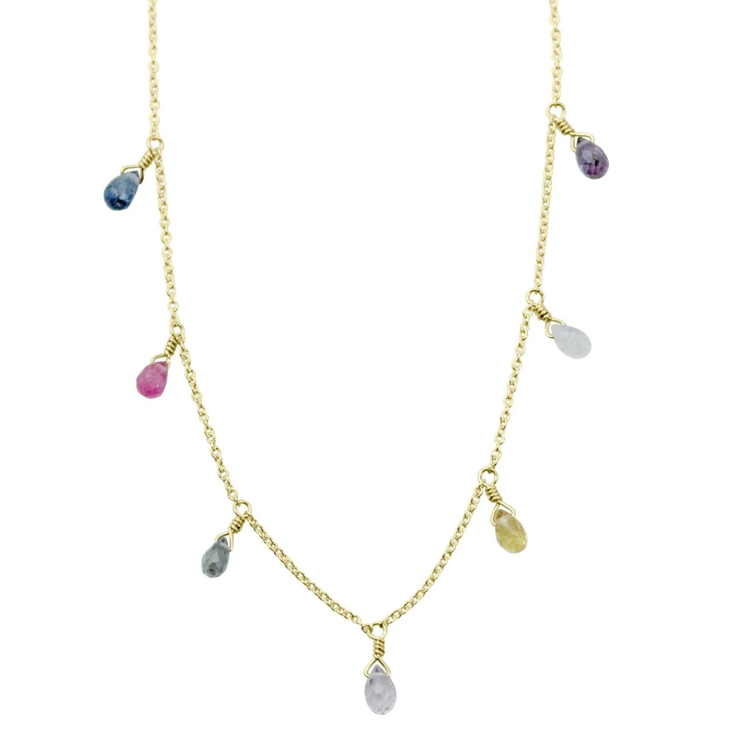 Multi Sapphire Drop Necklace