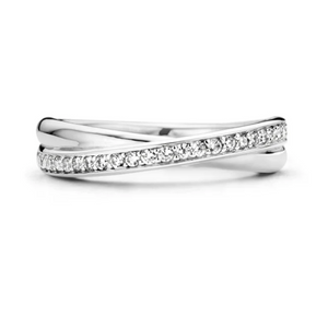 
                
                    Load image into Gallery viewer, High Polish Criss-Cross Zirconia Band
                
            