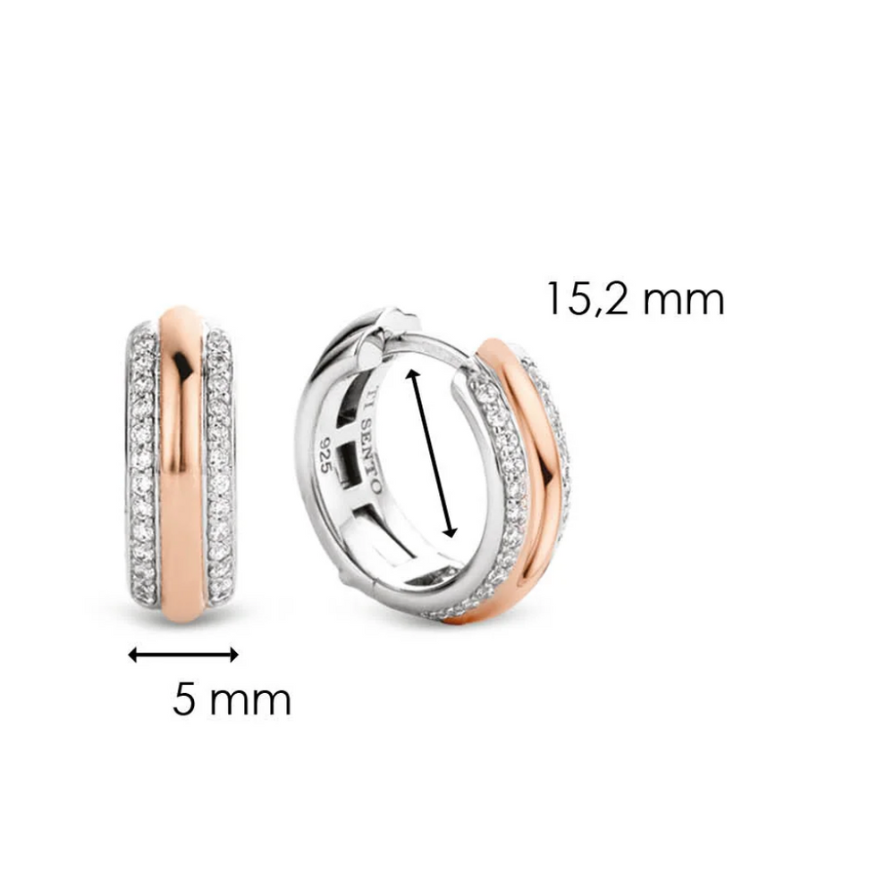 
                
                    Load image into Gallery viewer, Rose Gold Zirconia Hoops
                
            
