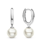 Pearl Drop Oval Hoops - Silver or Gold