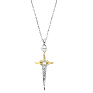 Mixed-Metal Elongated Star Pendant Necklace