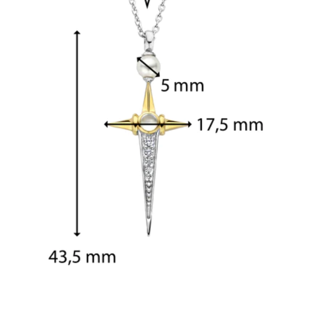 Mixed-Metal Elongated Star Pendant Necklace