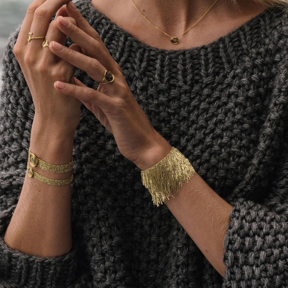 Thick Woven Fringe Cuff Bracelet (multiple options)